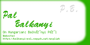 pal balkanyi business card